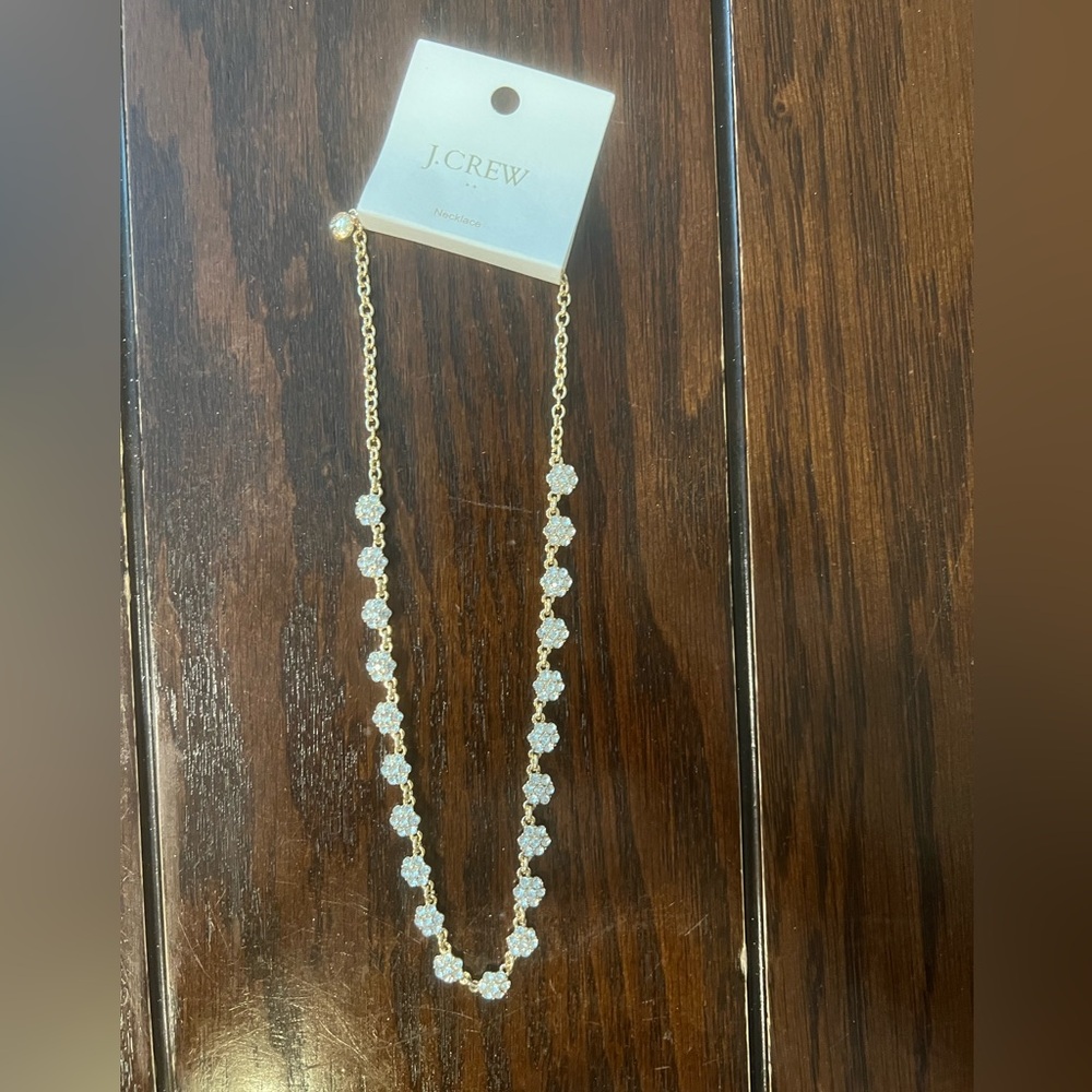 J. Crew Women’s Gold Tone Crystal Flowers Necklace